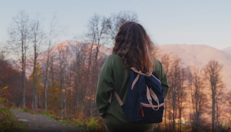 girl walking in nature