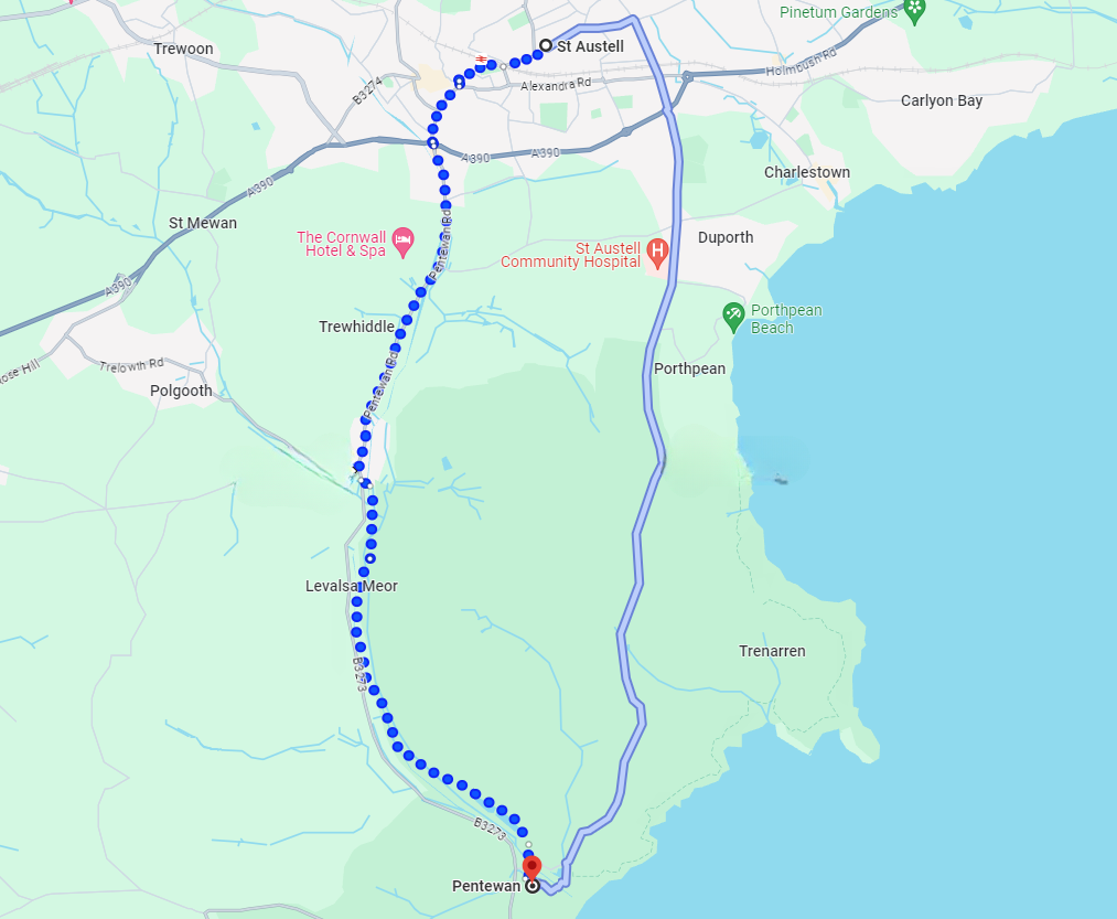 Map of Pentewan Trail